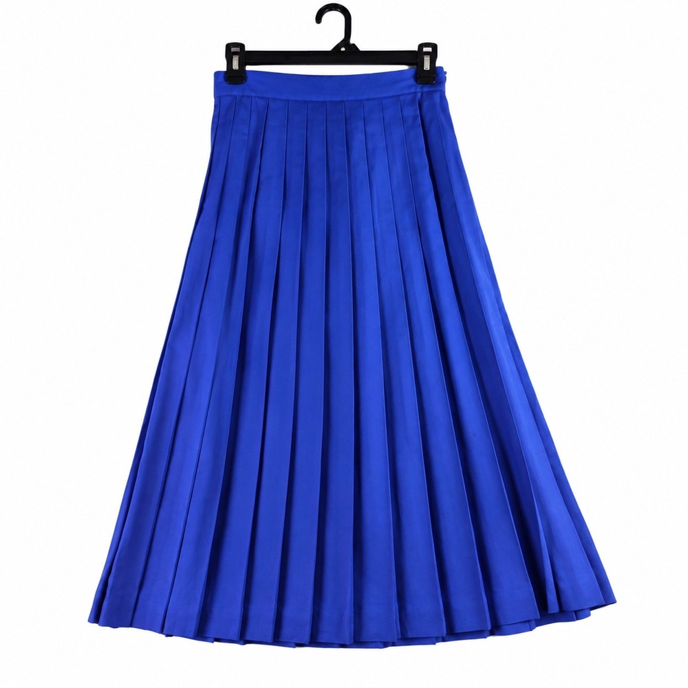 Vtg Talbots Petite Collection Women's Size 2P Y2K Preppy Blue Pleated Maxi Skirt